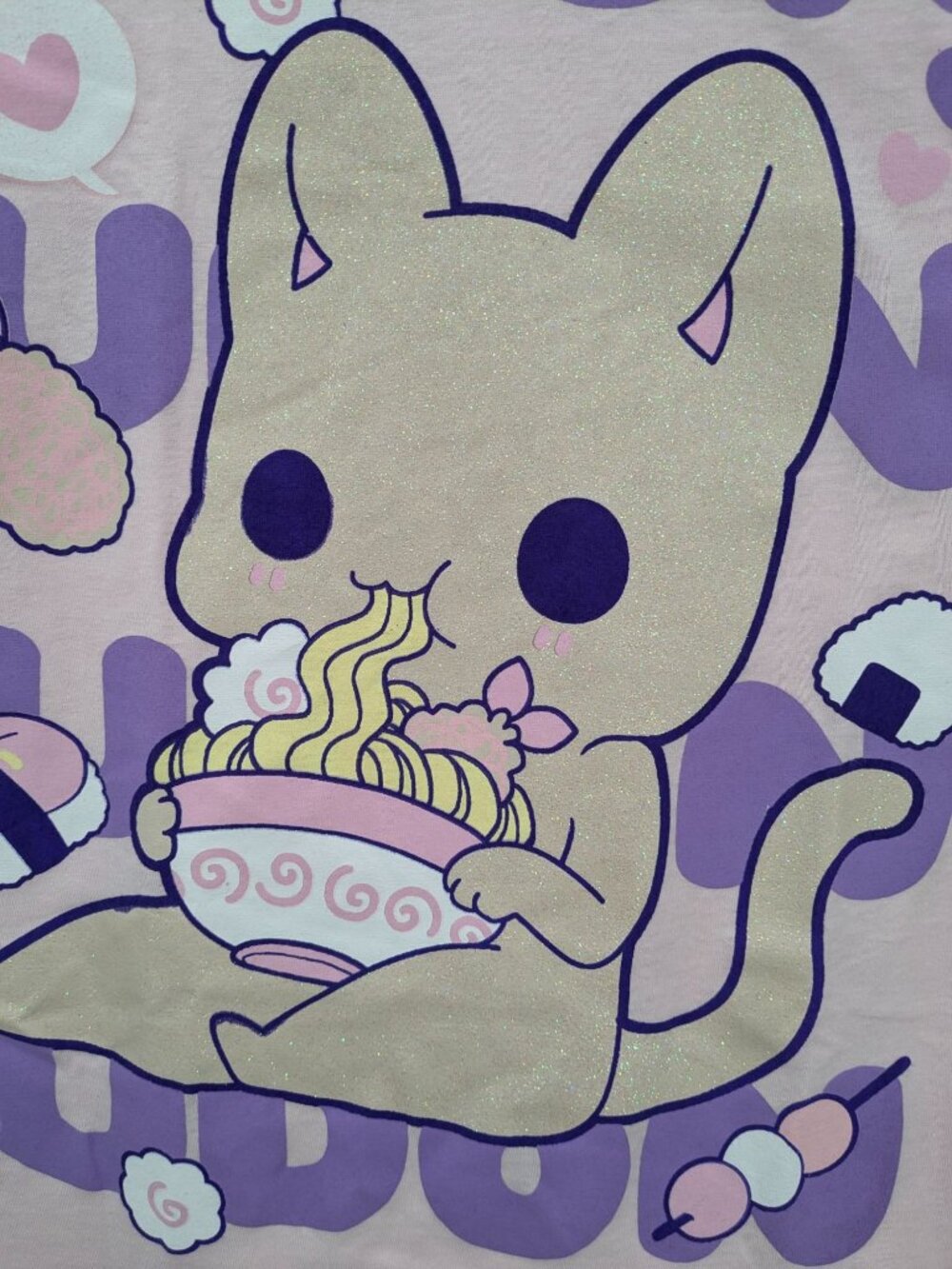 Kawaii Anime Cat Graphic T Shirt Pastel Cartoon Udon Noodles Harajuku Y2K Small - Picture 3 of 6